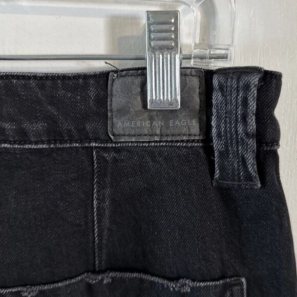 American Eagle Baggy Wide‎ Leg Jeans Womens 4 Black Bootcut Cargo Y2K Hi Rise - Picture 8 of 12